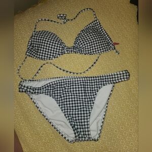 The Bikini Lab white and black gingham Bikini size large